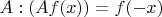$A: (Af(x)) = f(-x)$