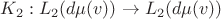 $K_2:L_2(d\mu(v))\to L_2(d\mu(v))$ $K_2:L_2(d\mu(v))\to L_2(d\mu(v))$