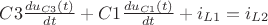 $C3\frac{du_{C3}(t)}{dt}+C1\frac{du_{C1}(t)}{dt}+i_{L1}=i_{L2}$