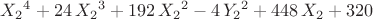 ${X_{2}}^{4}+24\,{X_{2}}^{3}+192\,{X_{2}}^{2}-4\,{Y_{2}}^{2}+448\,X_{2}+320$