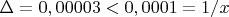 $\Delta  = 0,00003<0,0001=1/x$