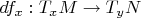 $d f_x: T_xM \rightarrow T_yN$
