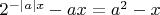 $2^{-|a|x}-ax=a^2-x$