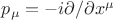 $p_\mu=-i\partial/\partial x^\mu$