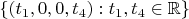 $\{ (t_1, 0, 0, t_4) : t_1, t_4 \in \mathbb{R} \}$