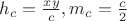 $h_{c}=\frac{ xy }{ c } , m_{c} = \frac{ c }{ 2 } $