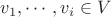 $v_1, \dotsb, v_i \in V$