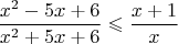 $$\frac{x^2-5x+6}{x^2+5x+6}\leqslant \frac{x+1}{x}$$