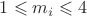 $1\leqslant{m_i}\leqslant4$