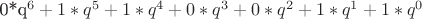 0*q^6+1*q^5+1*q^4+0*q^3+0*q^2+1*q^1+1*q^0