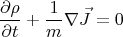 $$\frac{\partial\rho}{\partial t}+\frac{1}{m}\nabla \vec J=0$$