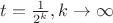 $ t=\frac1{2^k}, k \to \infty $