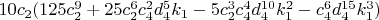 $10 c_2 (125 c_2^9+25 c_2^6 c_4^2 d_4^5 k_1-5 c_2^3 c_4^4 d_4^{10} k_1^2-c_4^6 d_4^{15} k_1^3)$