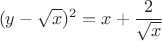 $$(y-\sqrt{x})^2 = x+\frac{2}{\sqrt{x}}$$