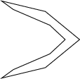 $$\begin{tikzpicture}\draw [black, thin](0.8000,0.0000) -- (0.3708,0.3976) -- (-0.6472,0.8335) -- (-0.9708,1.0686) -- (0.2472,0.7780) -- (1.2000,-0.0000) -- (0.2472,-0.7780) -- (-0.9708,-1.0686) -- (-0.6472,-0.8335) -- (0.3708,-0.3976) -- (0.8000,0.0000);\end{tikzpicture}$$