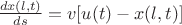 $\frac{dx(l, t)}{ds} = v[u(t) - x(l, t)]$