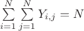 $\sum\limits_{i=1}^{N}\sum\limits_{j=1}^{N} Y_{i,j}=N$