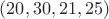 $(20,30,21,25)$