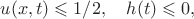 $$u(x,t) \leqslant 1/2, \quad h(t) \leqslant 0,  $$
