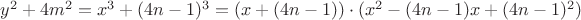 $y^2+4m^2=x^3+(4n-1)^3=(x+(4n-1))\cdot(x^2-(4n-1)x+(4n-1)^2)$