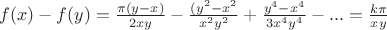 $f(x)-f(y)=\frac{\pi (y-x)}{2xy}-\frac{(y^2-x^2}{x^2y^2}+\frac{y^4-x^4}{3x^4y^4}-...=\frac{k\pi}{xy}$