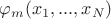 $\varphi_m(x_1,...,x_N)$