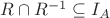 $R\cap R^{-1}\subseteq I_A$