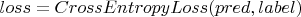 $loss = CrossEntropyLoss(pred, label)$