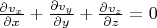 $\frac{{\partial v_x }}{{\partial x}} + \frac{{\partial v_y }}{{\partial y}} + \frac{{\partial v_z }}{{\partial z}} = 0 $