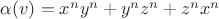 $\alpha(v)=x^ny^n+y^nz^n+z^nx^n$
