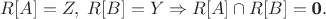 $R[A]=Z, \; R[B]=Y\Rightarrow R[A]\cap R[B]=\textbf 0.$