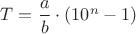 $T=\dfrac{a}{b}\cdot\left(10^n-1\right)$