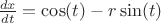 $\frac{dx}{dt}=\cos(t)-r\sin(t)$