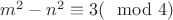 $m^2-n^2\equiv3(\mod4)$