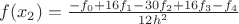 $f(x_2)=\frac{-f_0+16f_1-30f_2+16f_3-f_4 }{12h^2}$