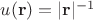 $u(\mathbf{r}) = |\mathbf{r}|^{-1}$