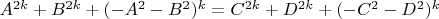 $A^{2k}+B^{2k}+(-A^2-B^2)^k=C^{2k}+D^{2k}+(-C^2-D^2)^k$