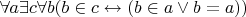 $\forall a \exists c \forall b (b \in c \leftrightarrow (b \in a \lor b = a))$