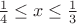 $\frac1  4\le x\le\frac1 3$