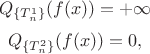 $$
Q_{\left\{ T^1_n \right\} }(f(x)) = +\infty
$$
$$
Q_{\left\{ T^2_n \right\}}(f(x)) = 0 ,
$$