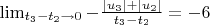 $\lim_{t_3-t_2 \to 0}-\frac{|u_3|+|u_2|}{t_3-t_2}=-6$