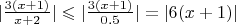 $|\frac{3(x + 1)}{x + 2}| \leqslant |\frac{3(x + 1)}{0.5}| = |6(x + 1)|$