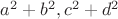$a^2+b^2, c^2+d^2$