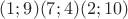 $(1;9)(7;4) (2;10)$