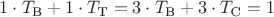 $1\cdot T_{\text{В}}+1\cdot T_{\text{Т}}=3\cdot T_{\text{В}}+3\cdot T_{\text{С}}=1$