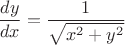 $$\dfrac {dy}{dx}=\dfrac 1{\sqrt{x^2+y^2}}$$
