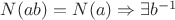 $N(ab)=N(a)\Rightarrow \exists b^{-1}$
