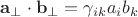 $\mathbf a_\perp\cdot\mathbf b_\perp=\gamma_{ik} a_i b_k$