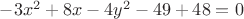 $-3x^2+8x-4y^2-49+48=0$