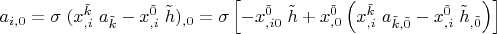 $a_{i,0}=\sigma \;( x^{\tilde k}_{,i}\;a_{\tilde k}- x^{\tilde 0}_{,i}\;\tilde h)_{,0}=\sigma \left[- x^{\tilde 0}_{,i0}\;\tilde h+x^{\tilde 0}_{,0}\left(
 x^{\tilde k}_{,i}\;a_{\tilde k,\tilde 0}- x^{\tilde 0}_{,i}\;{\tilde h}_{,\tilde 0}\right)\right]
$